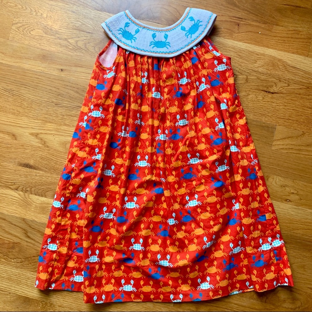 Smocked dress with Crabs 4T